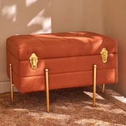Becquet Banc coffre en tissu sur pieds< Boîte, Panier|Décoration