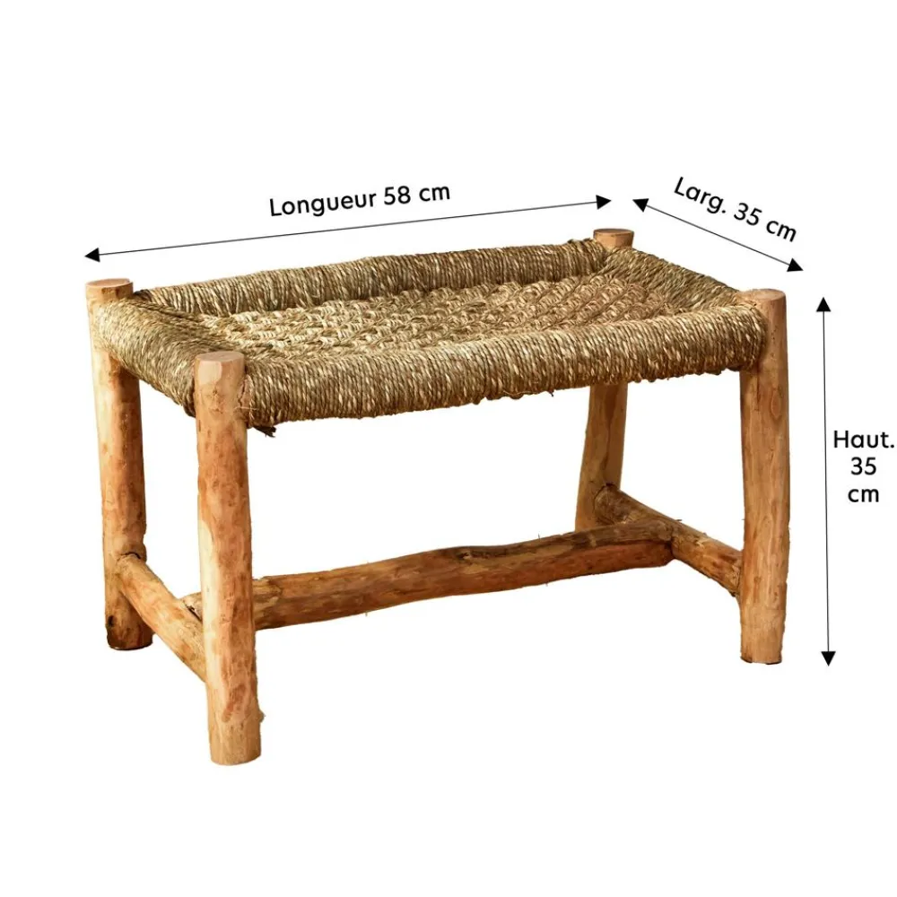 Becquet Banc en bois et corde< Meuble, Étagère|Décoration
