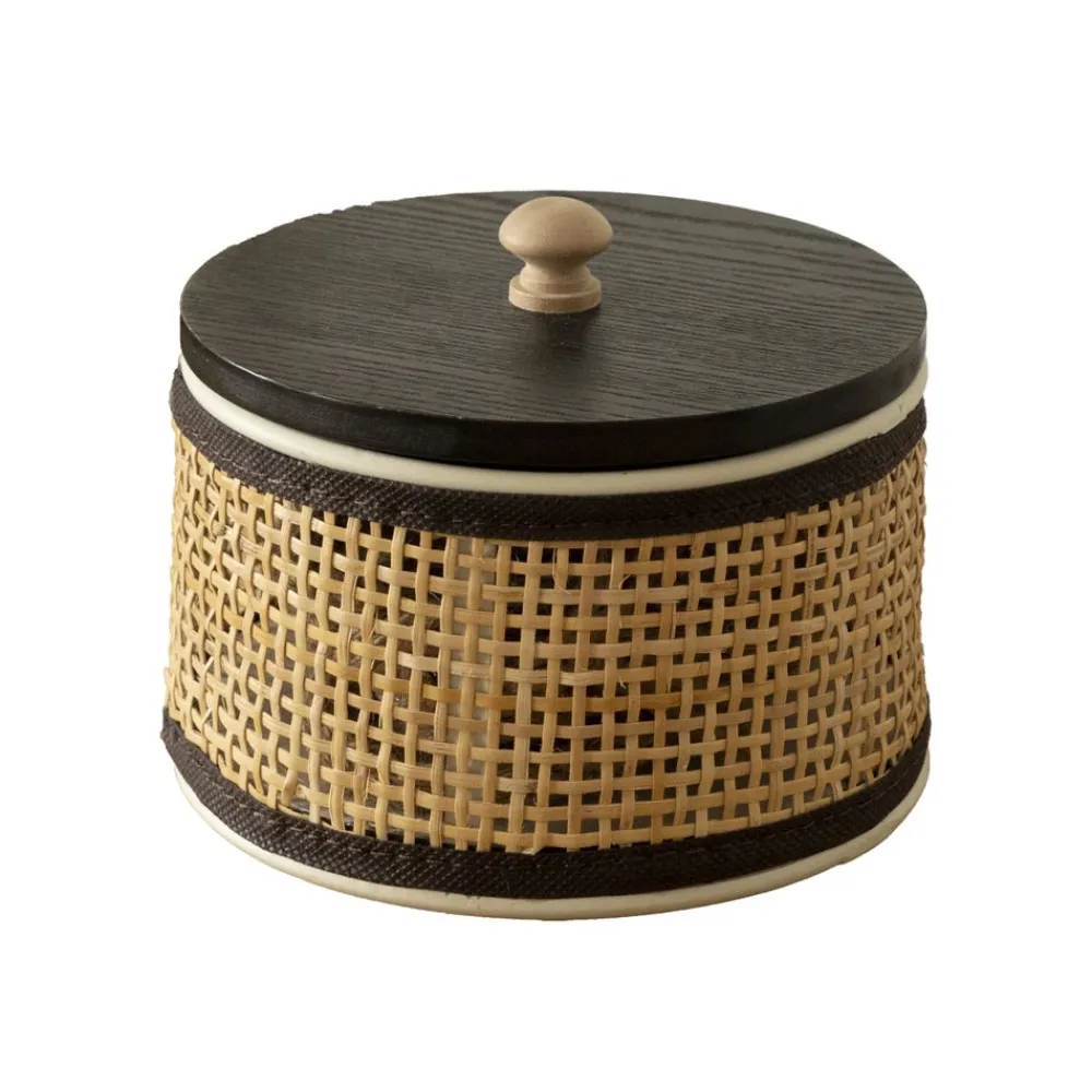 Becquet Boîte de rangement en bois et cannage< Boîte, Panier|Décoration