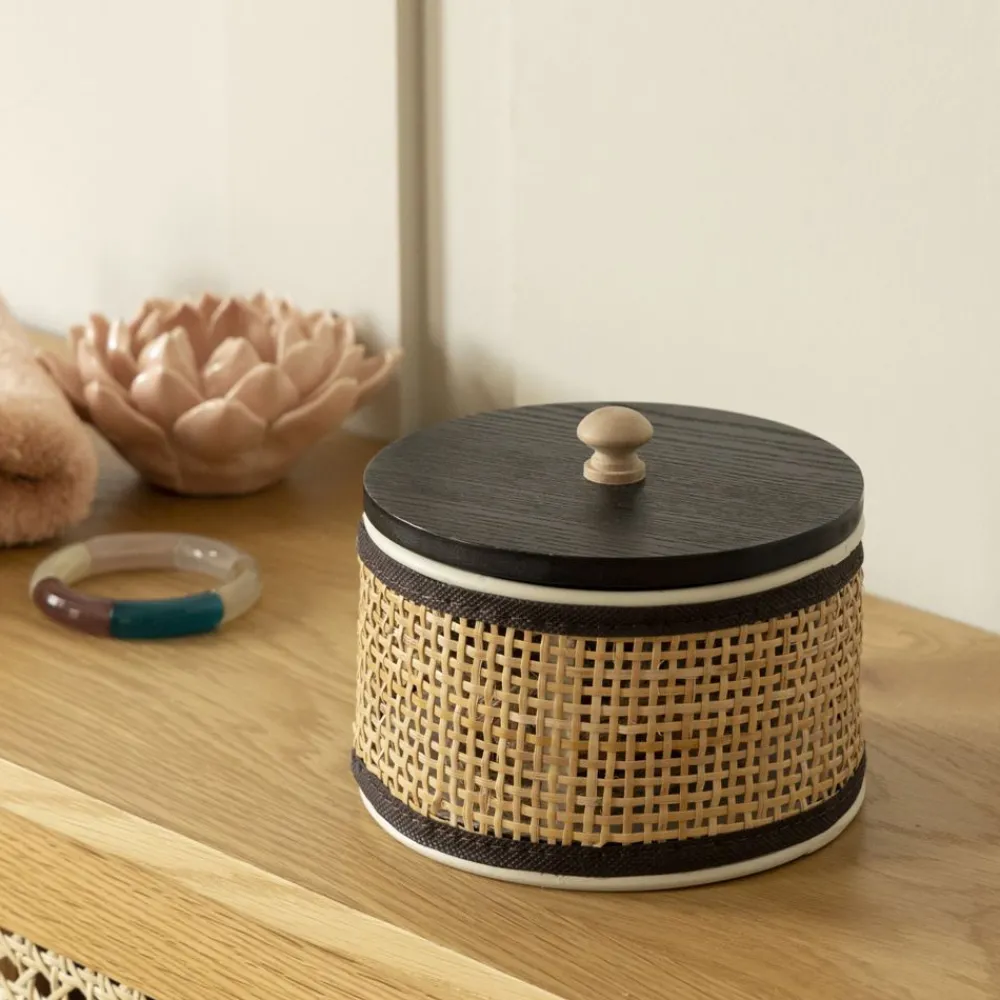 Becquet Boîte de rangement en bois et cannage< Boîte, Panier|Décoration