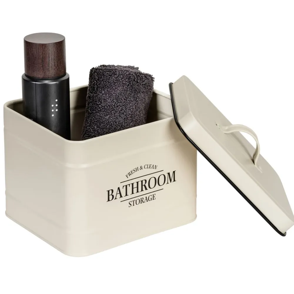 Becquet Boîte métal salle de bain avec couvercle< Accessoires De Salle De Bain|Idées Salle De Bain