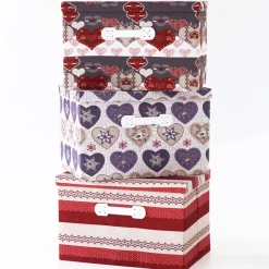 Becquet Boîtes de rangement décor chalet - set de 3< Boîte, Panier|Décoration