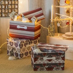 Becquet Boîtes de rangement décor chalet - set de 3< Boîte, Panier|Décoration