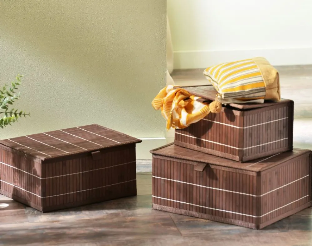 Becquet Boîtes de rangement en bambou - set de 3< Rangement, Gain De Place|Boîte, Panier