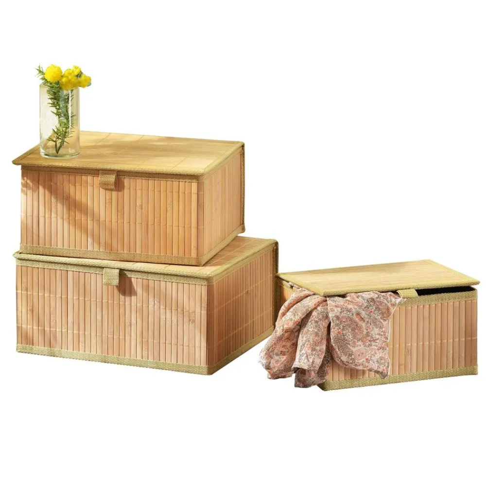 Becquet Boîtes de rangement en bambou - set de 3< Rangement, Gain De Place|Boîte, Panier