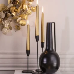 Becquet Bougeoirs en métal noir - set de 3< Luminaire|Décoration