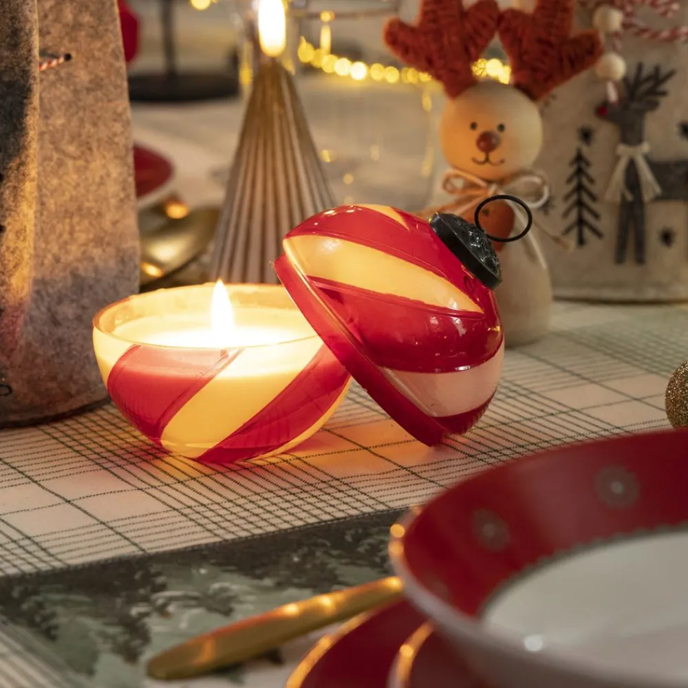 Becquet Bougie boule de Noël en verre< Luminaire|Décoration