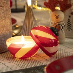 Becquet Bougie boule de Noël en verre< Luminaire|Décoration