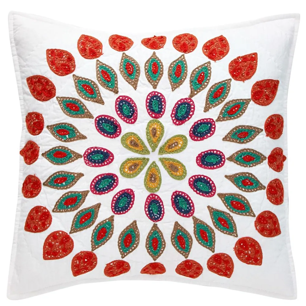 Becquet Boutis rosace multicolore brodée - CRÉATION< Boutis, Jeté De Lit, Couvre Lit