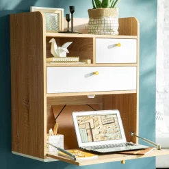Becquet Bureau mural façon secrétaire< Meuble, Étagère|Décoration