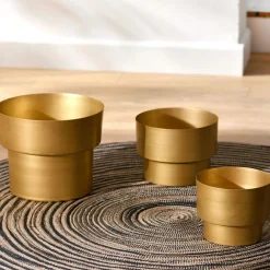 Becquet Cache-pot en métal doré< Vase, Cache-Pot|Décoration