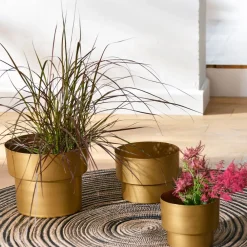 Becquet Cache-pot en métal doré< Vase, Cache-Pot|Décoration