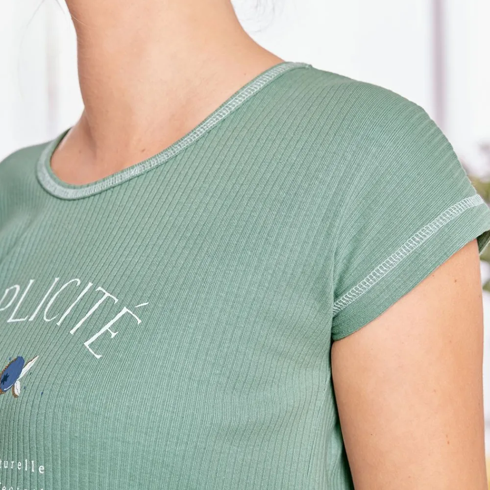 Becquet Chemise de nuit en jersey côtelé DODO HOMEWEAR®<Femme Pyjama Femme|Les Matières