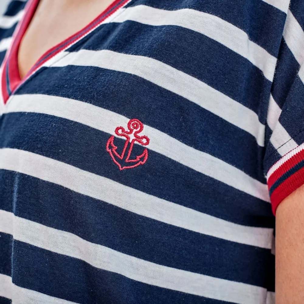 Becquet Chemise de nuit maille rayures marines - CRÉATION<Femme Pyjama Femme|Les Matières