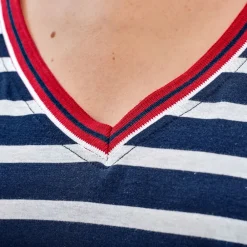 Becquet Chemise de nuit maille rayures marines - CRÉATION<Femme Pyjama Femme|Les Matières