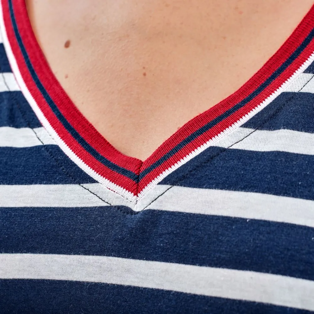 Becquet Chemise de nuit maille rayures marines - CRÉATION<Femme Pyjama Femme|Les Matières
