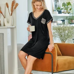 Becquet Chemise de nuit poche motif léopard - CRÉATION<Femme Pyjama Femme