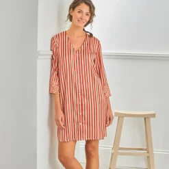 Becquet Chemise de nuit satin rayée - CRÉATION<Femme Pyjama Femme|Les Matières