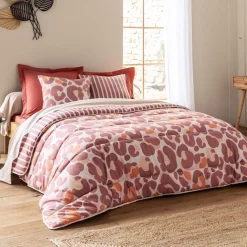 Becquet Couette DÉCO DOUBLE FACE motif léopard/rayures - création - légère ou chaude< Couette Colorée, Couette Imprimée|Couette, Édredon, Plumon