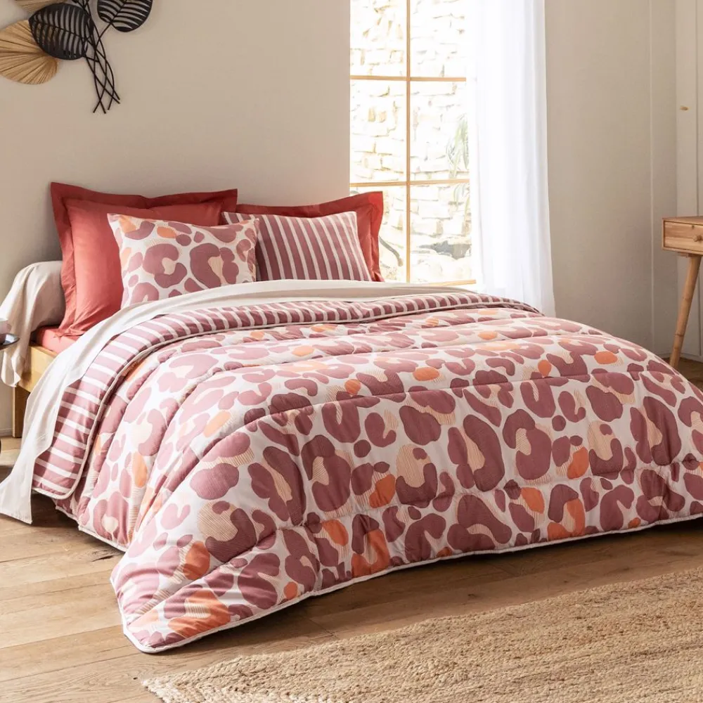 Becquet Couette DÉCO DOUBLE FACE motif léopard/rayures - création - légère ou chaude< Couette Colorée, Couette Imprimée|Couette, Édredon, Plumon