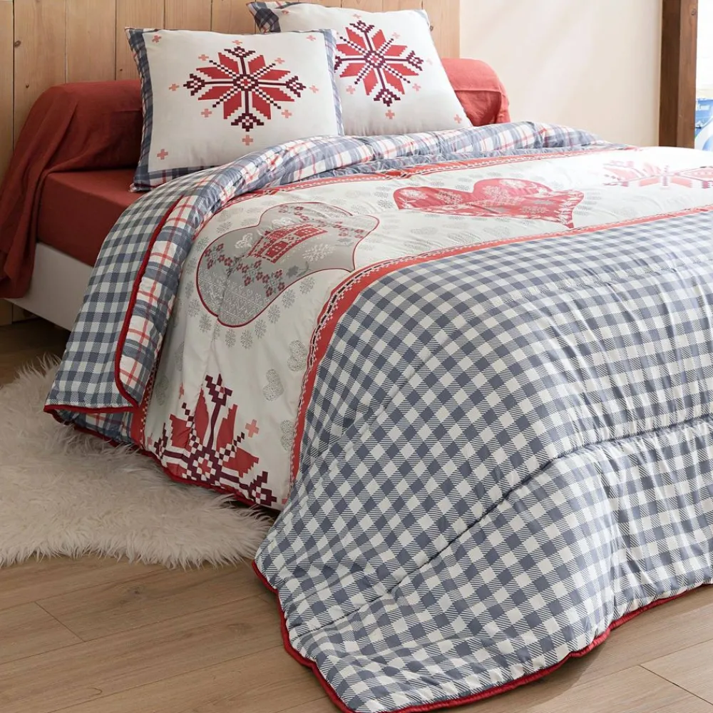 Becquet Couette DÉCO DOUBLE FACE motif chalet - création- chaude< Couette Colorée, Couette Imprimée|Couette, Édredon, Plumon