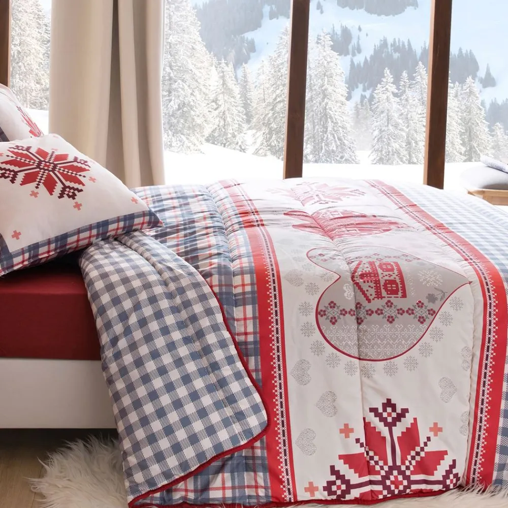 Becquet Couette DÉCO DOUBLE FACE motif chalet - création- chaude< Couette Colorée, Couette Imprimée|Couette, Édredon, Plumon
