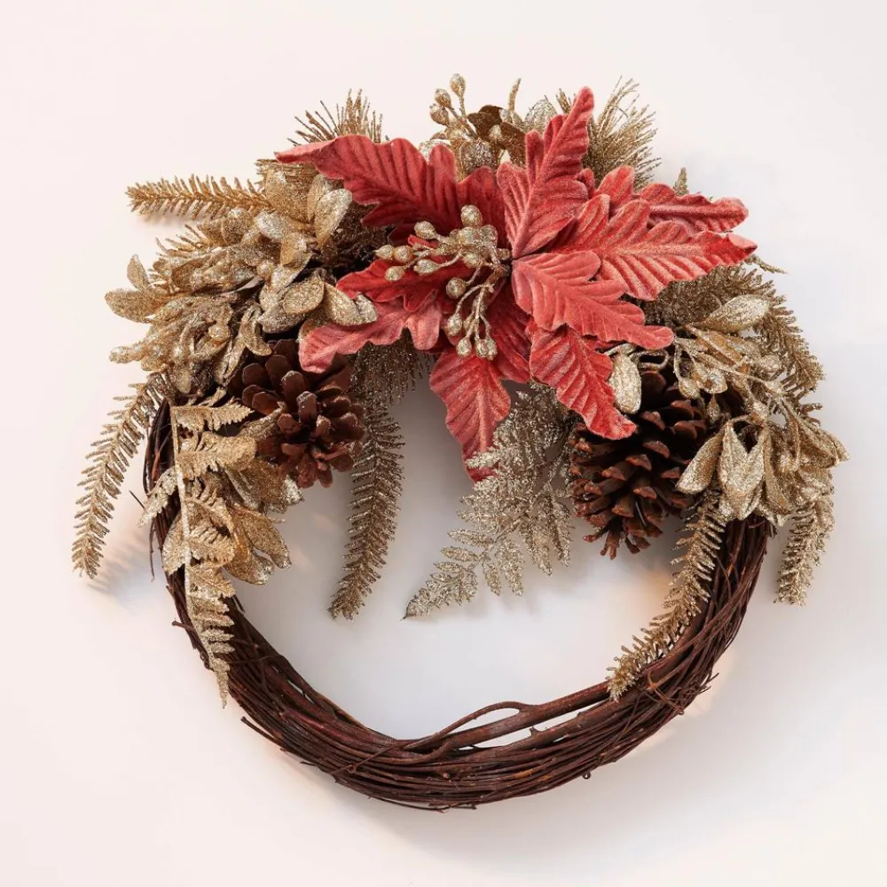 Becquet Couronne décorative fleurs roses< Décoration Murale|Décoration