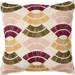 Becquet Coussin broderie géométrique multicolore< Rideau Et Déco Textile|Coussin, Housse De Coussin