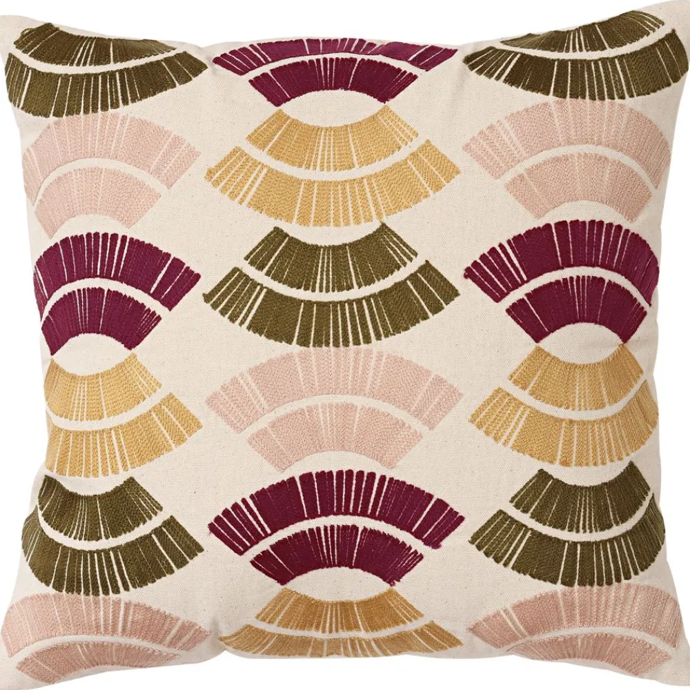 Becquet Coussin broderie géométrique multicolore< Rideau Et Déco Textile|Coussin, Housse De Coussin