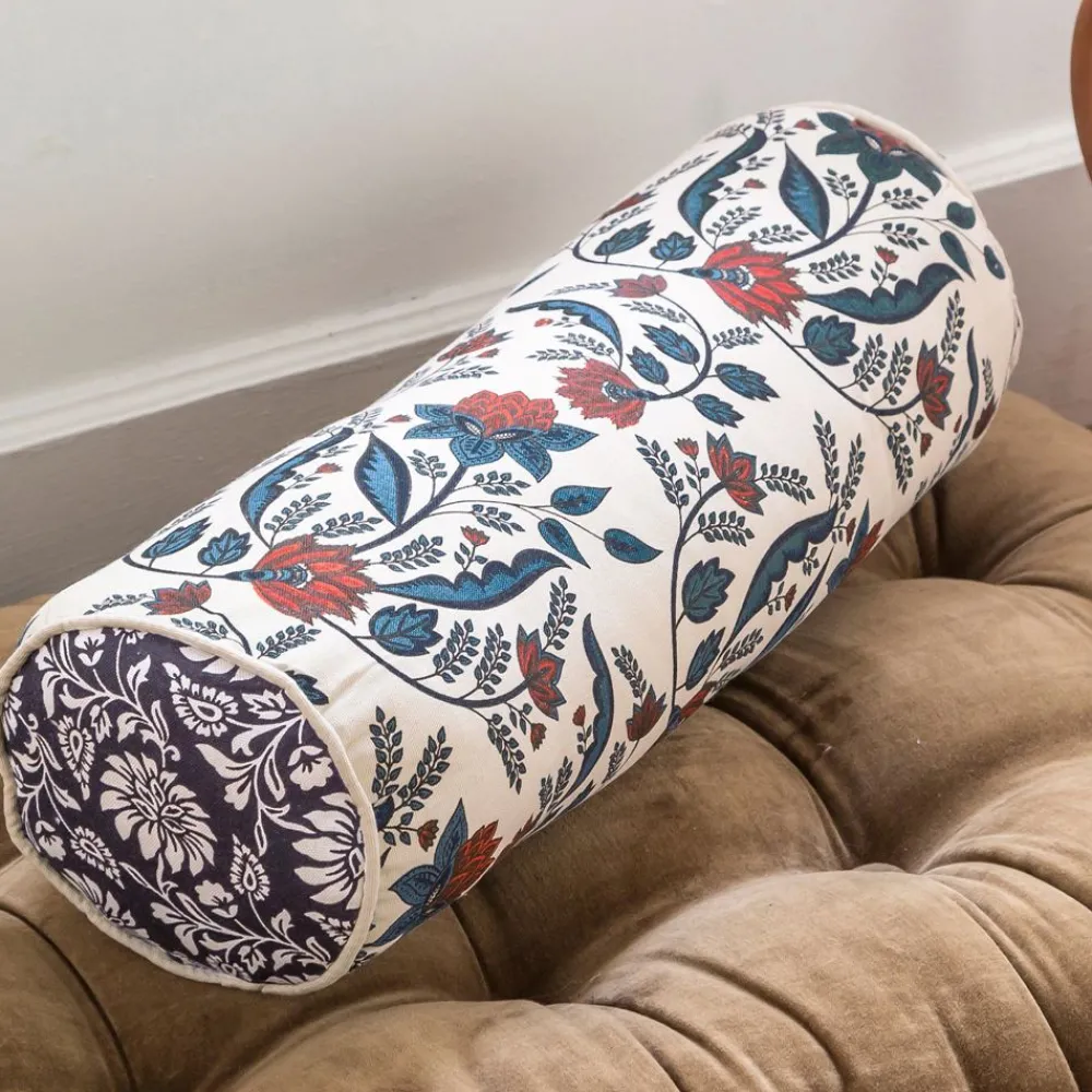 Becquet Coussin double face imprimé coeur et carreaux et coussin polochon à fleurs - CRÉATION< Rideau Et Déco Textile|Coussin, Housse De Coussin