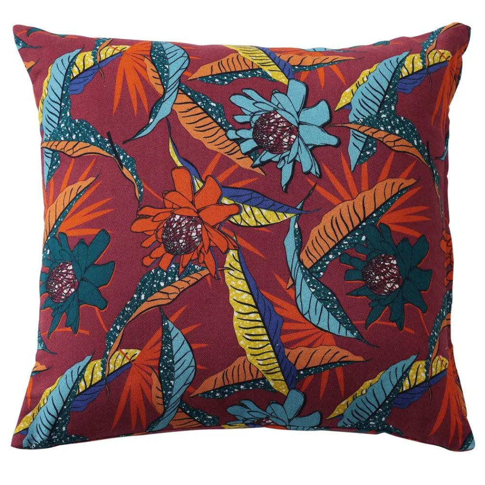Becquet Coussin imprimé exotique double face - CRÉATION< Rideau Et Déco Textile|Coussin, Housse De Coussin