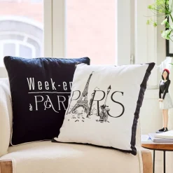 Becquet Coussin imprimé Paris - CRÉATION< Rideau Et Déco Textile|Coussin, Housse De Coussin