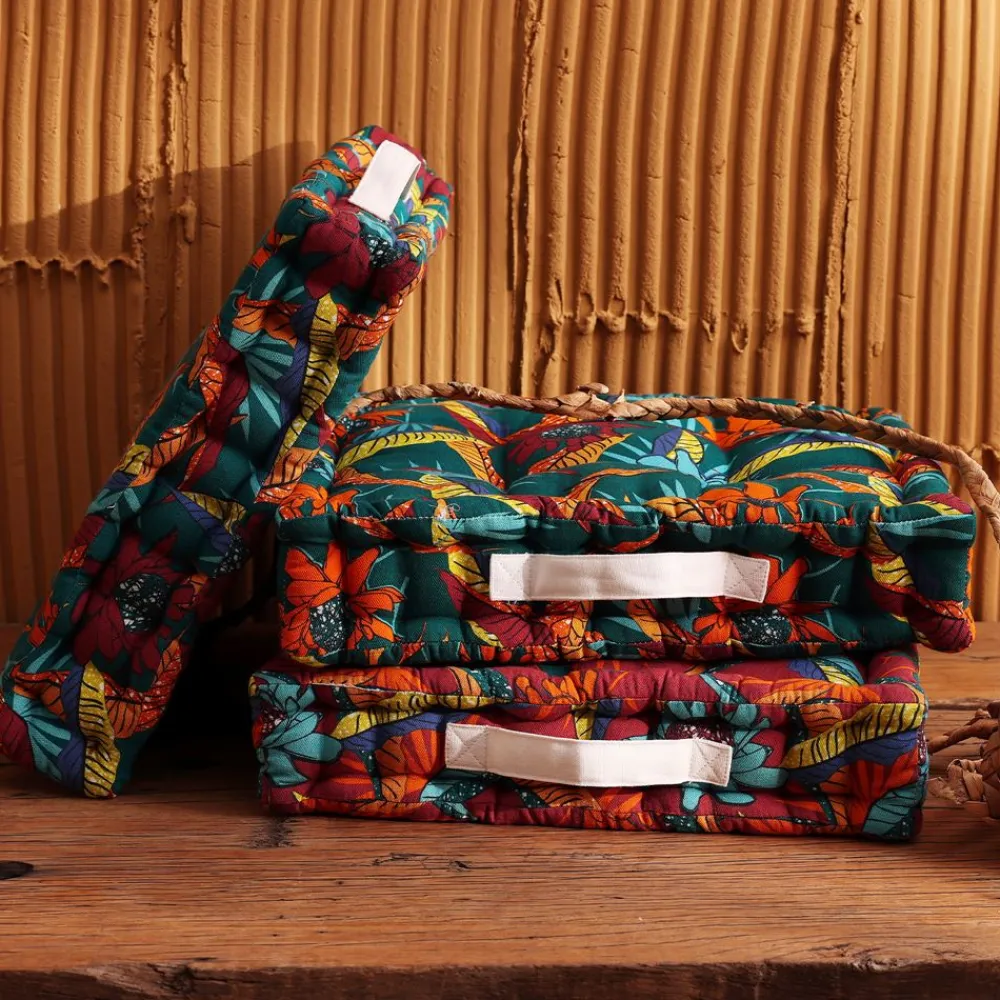 Becquet Coussin matelas imprimé exotique double face - CRÉATION< Rideau Et Déco Textile|Pouf, Matelas, Futon