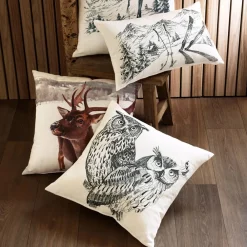 Becquet Coussin motif chouette ou cerf< Coussin, Housse De Coussin|Les Matières