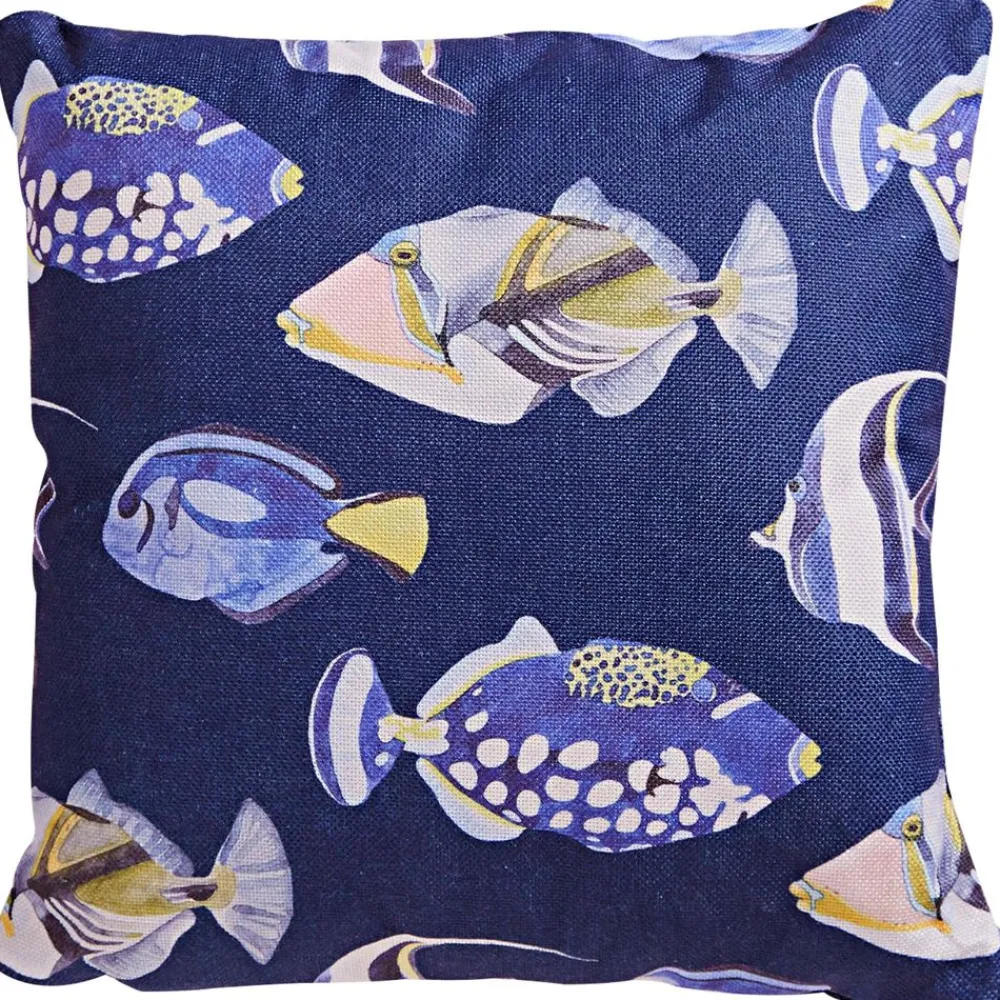 Becquet Coussin motif poissons - CRÉATION< Rideau Et Déco Textile|Décoration Textile Unie