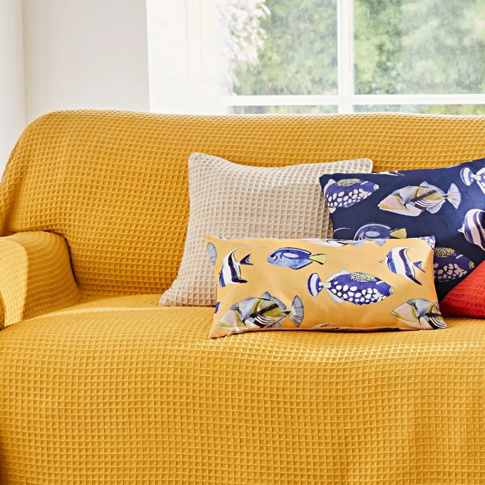 Becquet Coussin motif poissons - CRÉATION< Rideau Et Déco Textile|Décoration Textile Unie