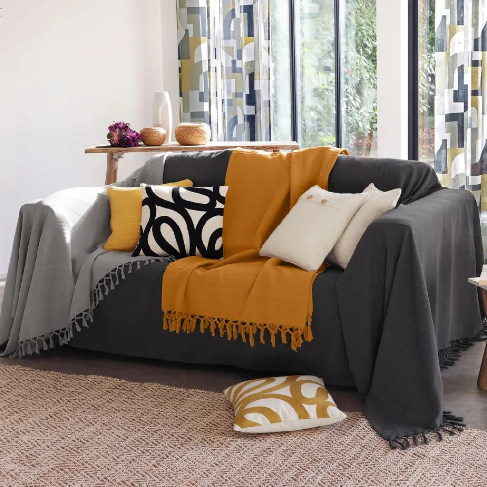 Becquet Coussin motif ruban brodé< Rideau Et Déco Textile|Coussin, Housse De Coussin