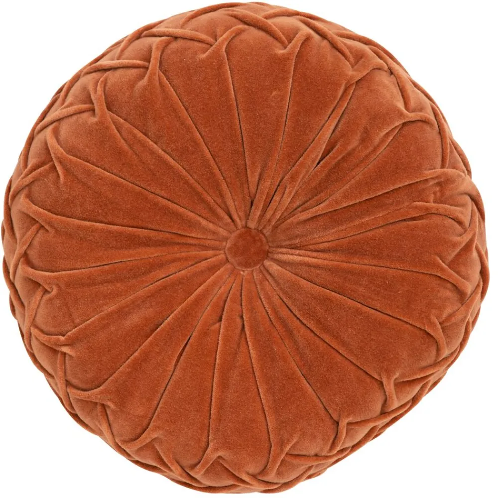Becquet Coussin rond en velours plissé< Rideau Et Déco Textile|Décoration Textile Unie