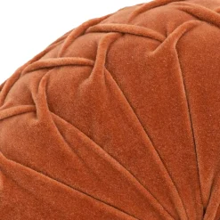 Becquet Coussin rond en velours plissé< Rideau Et Déco Textile|Décoration Textile Unie