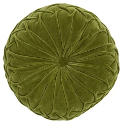 Becquet Coussin rond en velours plissé< Rideau Et Déco Textile|Décoration Textile Unie