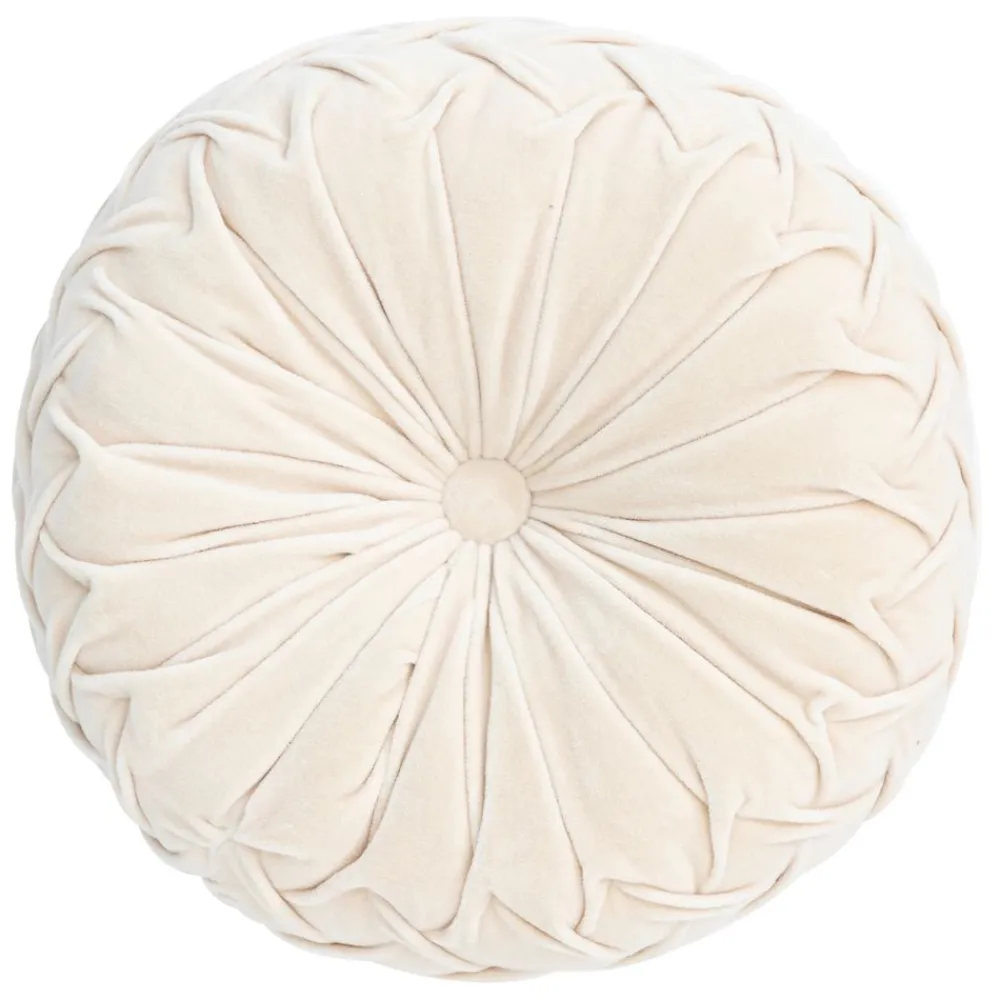 Becquet Coussin rond en velours plissé< Rideau Et Déco Textile|Décoration Textile Unie