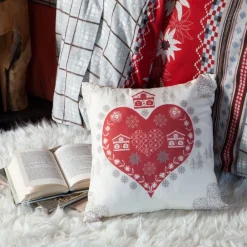 Becquet Coussin style chalet motif cœurs< Coussin, Housse De Coussin|Rideau Et Déco Textile