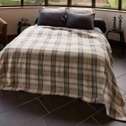 Becquet Couverture 90% LAINE Woolmark® à carreaux - 450 g/m² - Chaude< Couverture|Couverture