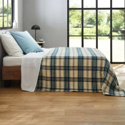 Becquet Couverture 90% LAINE Woolmark® à carreaux - 450 g/m² - Chaude< Couverture|Couverture