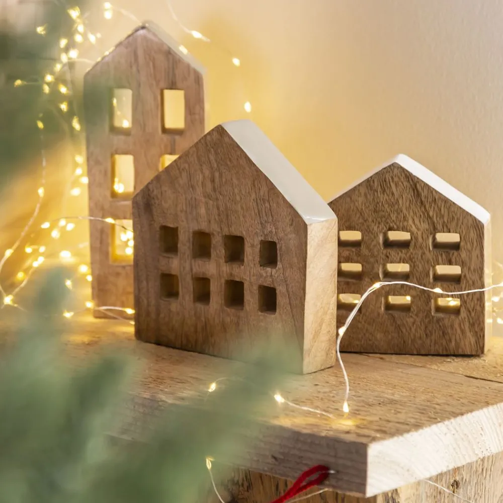 Becquet Décorations maisons en bois - set de 3< Objet De Décoration|Décoration