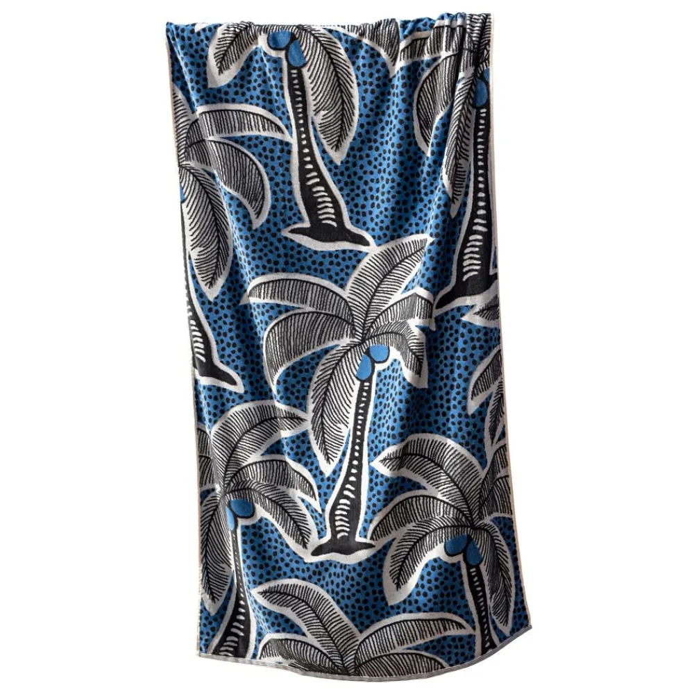 Becquet Drap de plage jacquard motifs palmiers - 380 g/m² - CRÉATION< Serviette De Plage, Fouta|Serviette De Bain Fantaisie