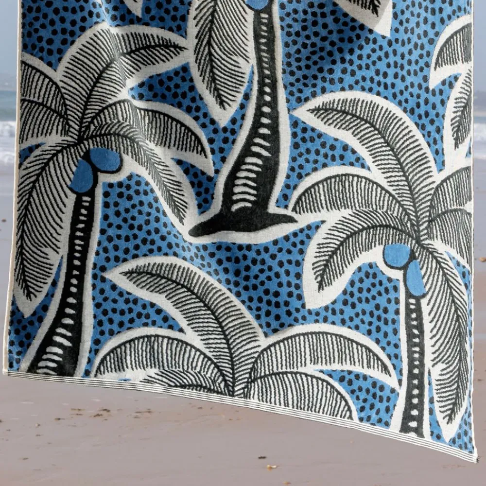 Becquet Drap de plage jacquard motifs palmiers - 380 g/m² - CRÉATION< Serviette De Plage, Fouta|Serviette De Bain Fantaisie