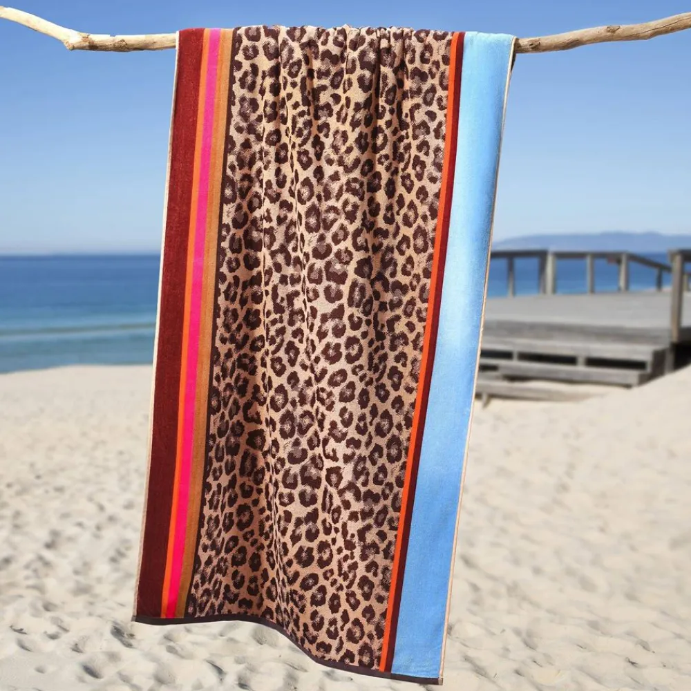 Becquet Drap de plage motif léopard - 370 g/m² - CRÉATION< Serviette De Plage, Fouta|Serviette De Bain Fantaisie