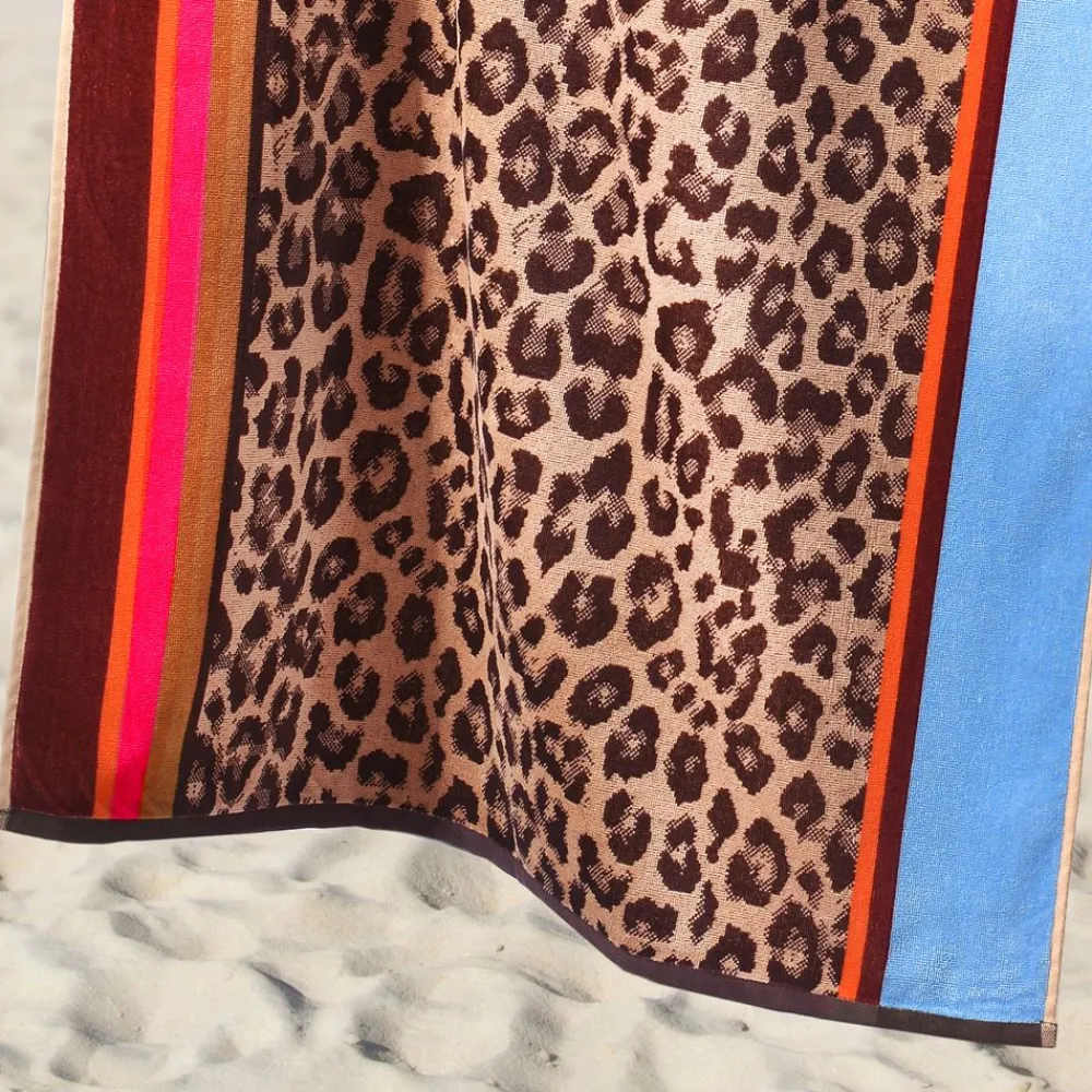 Becquet Drap de plage motif léopard - 370 g/m² - CRÉATION< Serviette De Plage, Fouta|Serviette De Bain Fantaisie