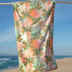 Becquet Drap de plage motif palmiers - 400 g/m²< Serviette De Plage, Fouta|Serviette De Bain Fantaisie